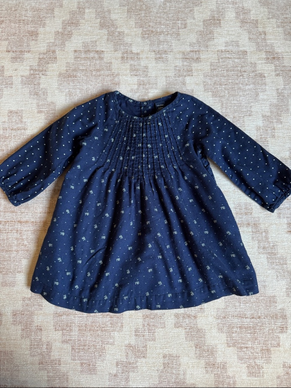 Baby GAP Toddler Long Sleeve Navy Dress with White Floral Accents size 12-18M